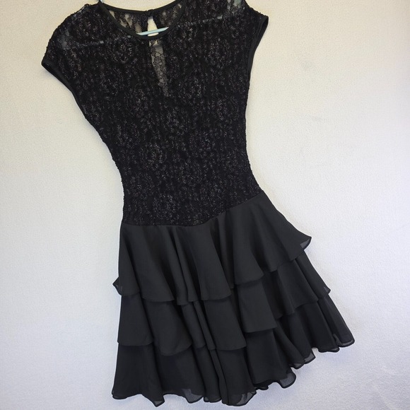 Late Edition Dress Womens 0 XXS Y2K Black Floral Lace‎ Whimsigoth Steampunk Goth - Picture 2 of 13